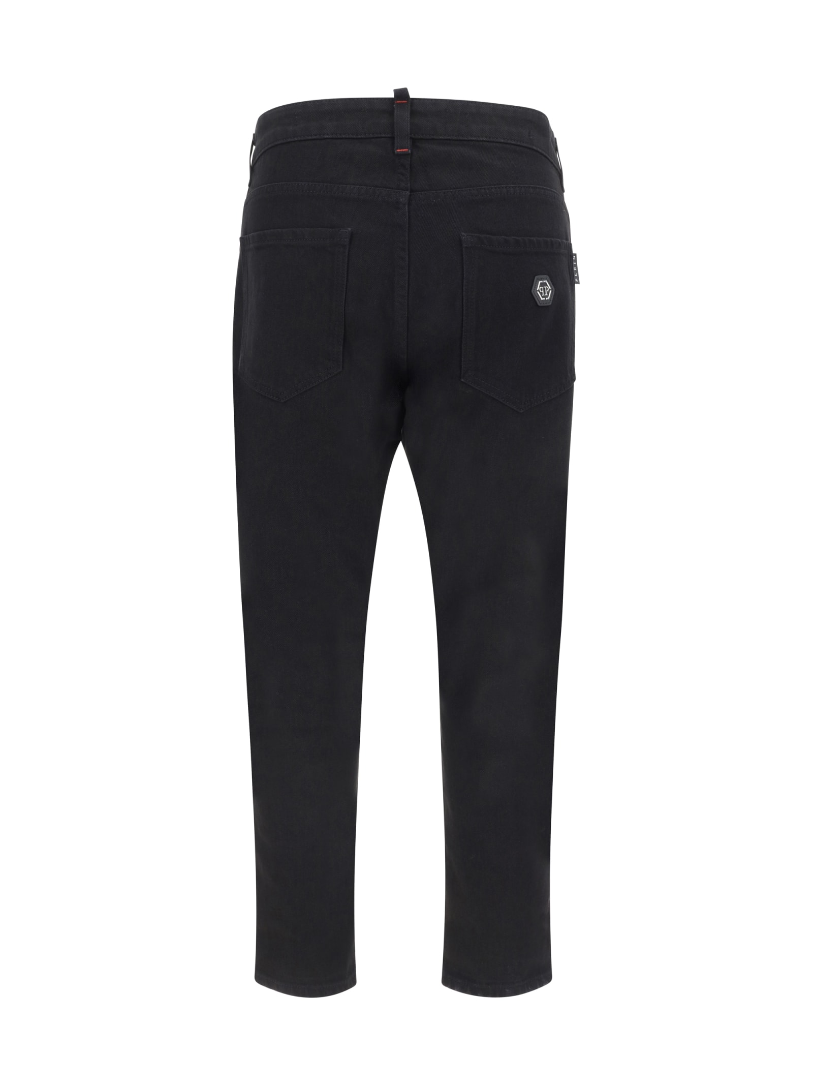 Shop Philipp Plein Denim Pants In Nero