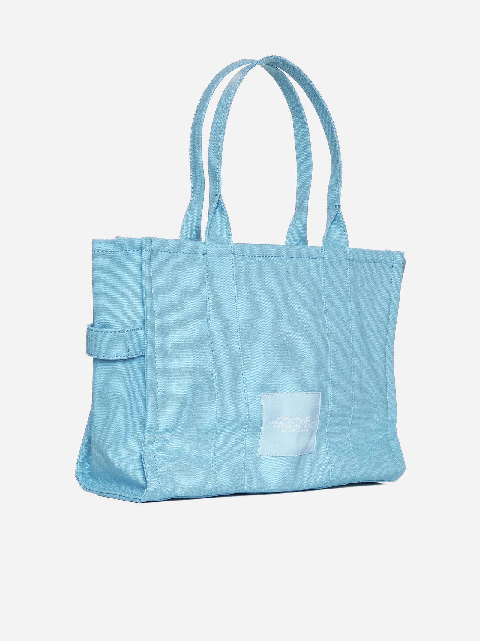 Shop Marc Jacobs The Large Tote Cotton Bag In Clear Blue