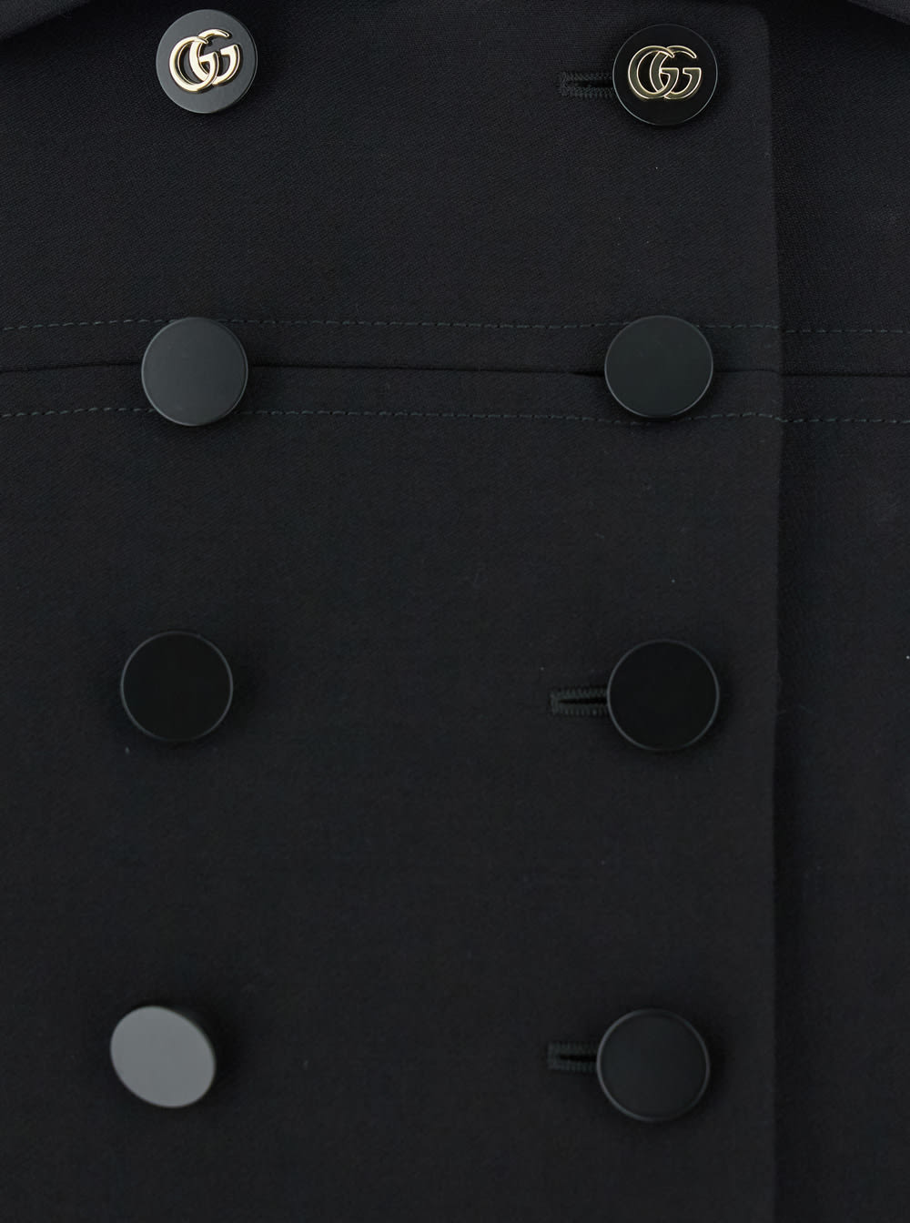 Gucci Black Double-breasted Coat With Spread Collar In Wool Woman In Black