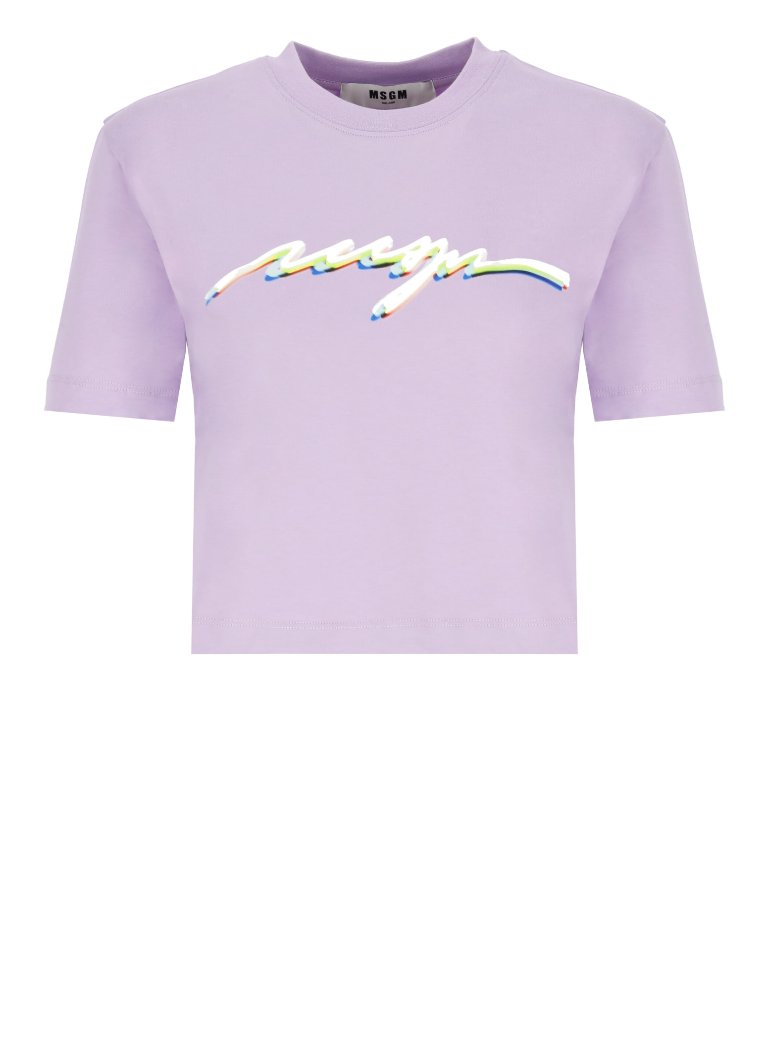 Shop Msgm T-shirt With Logo In Purple