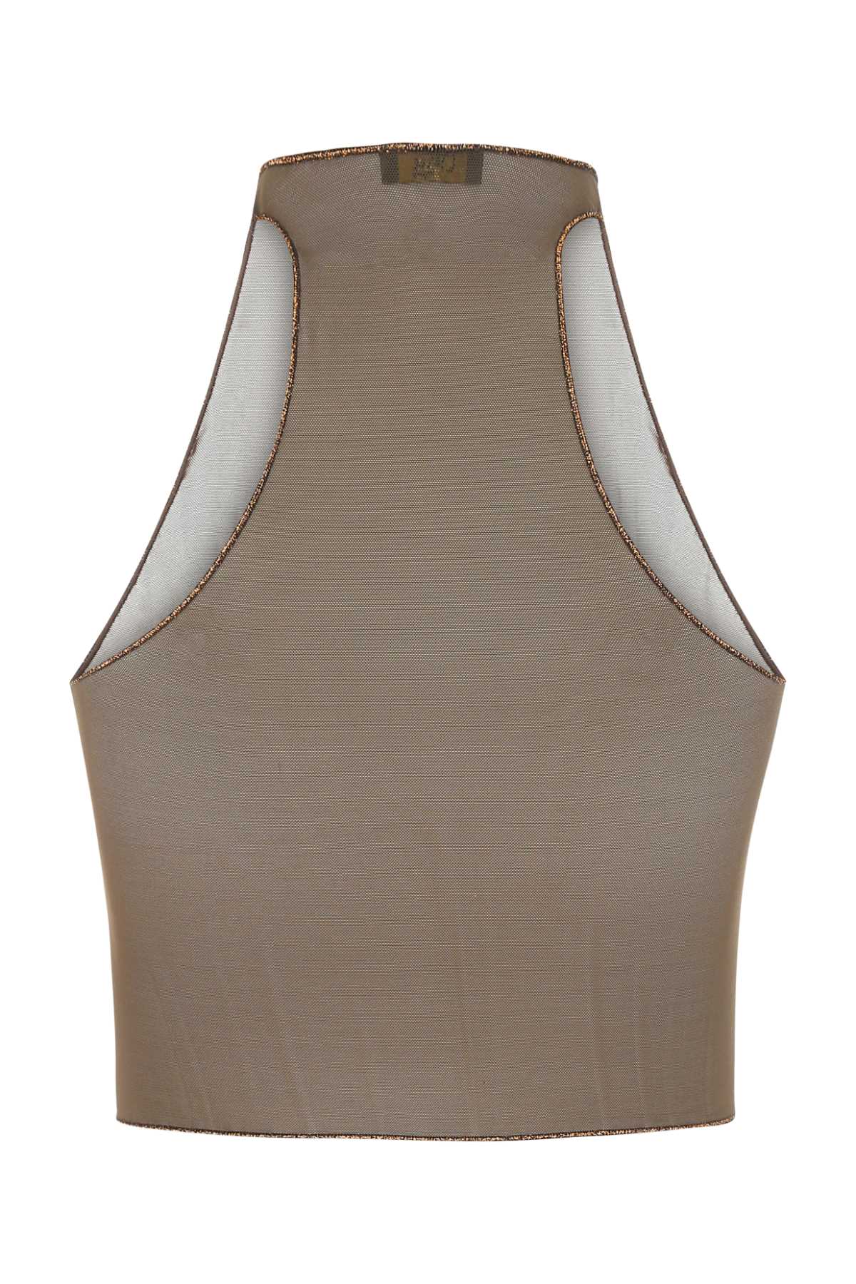 Shop Oseree Brown Stretch Mesh Top