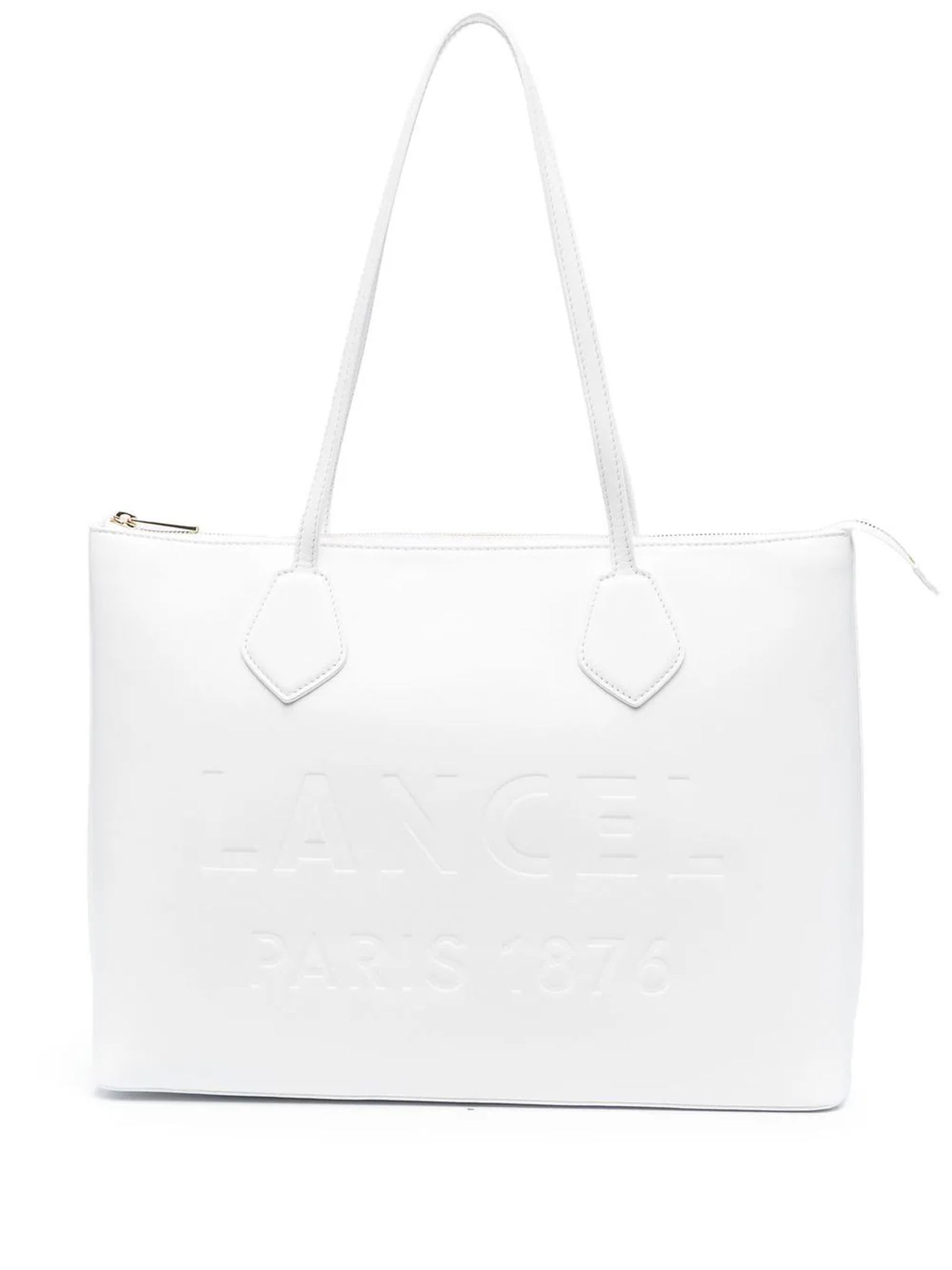 Lancel White Leather Tote Bag