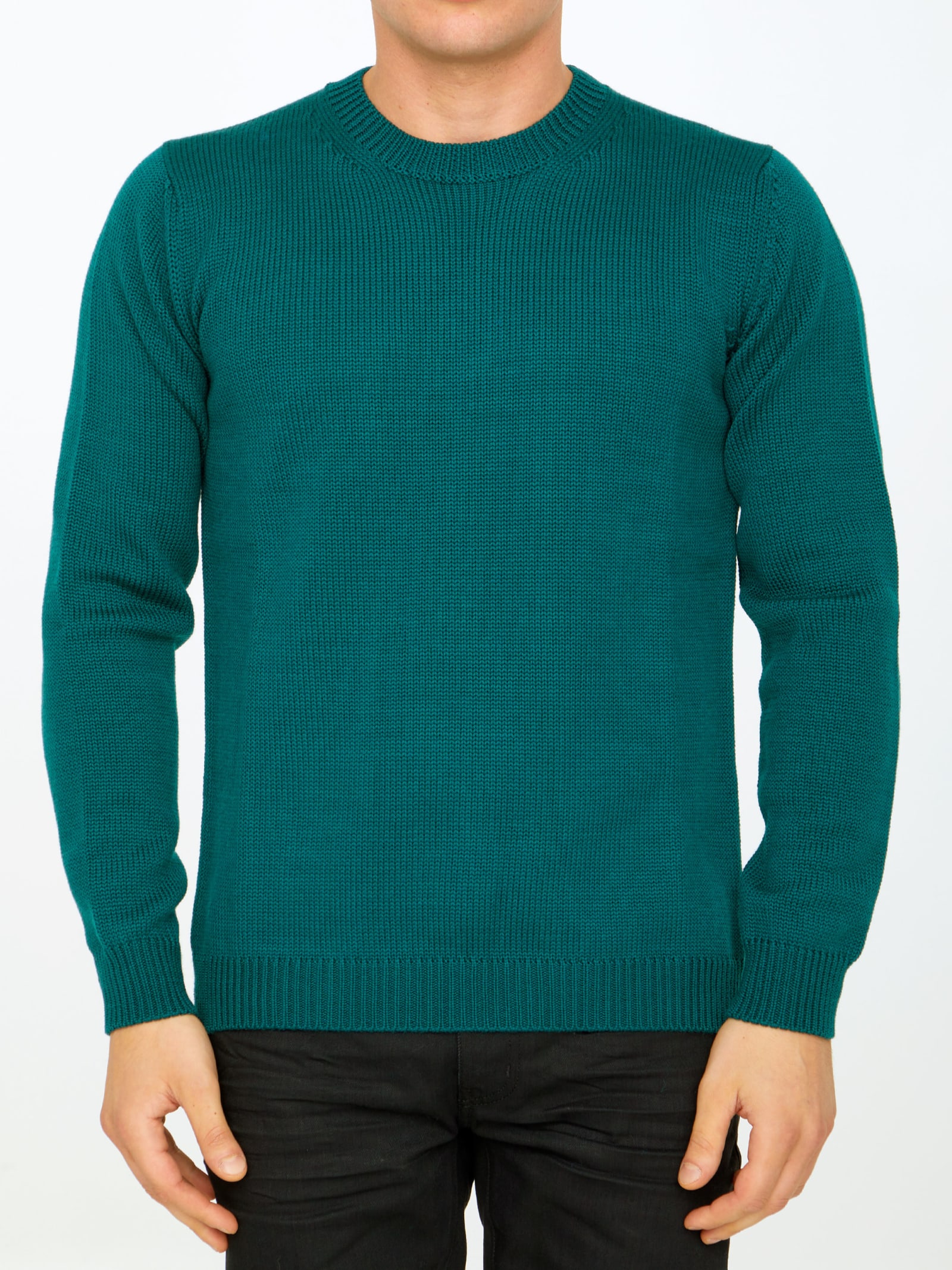 Roberto Collina Green Merino Wool Sweater