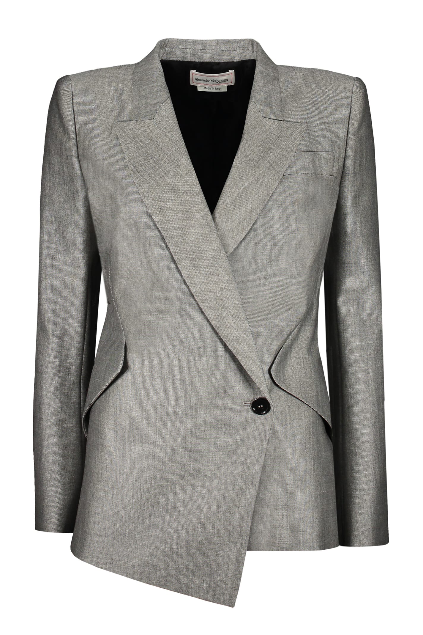 Shop Alexander Mcqueen Double Breasted Blazer In Grey