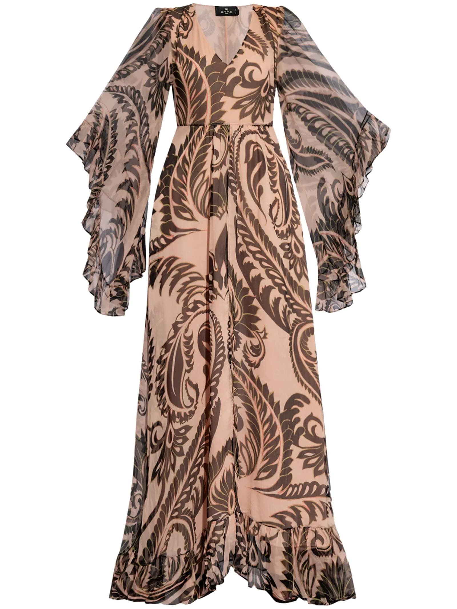 Shop Etro Printed Silk Dress With Ruching In Rosa