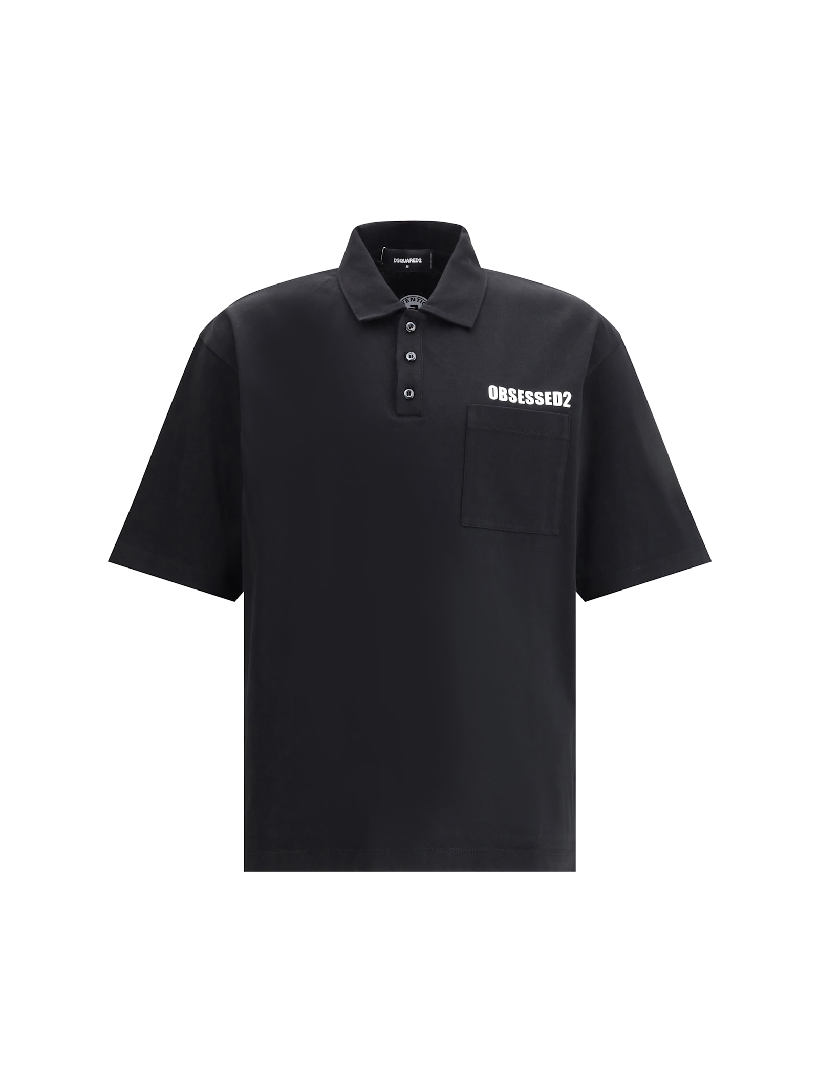 Dsquared2 Black Polo Shirt With Classic Collar And Logo Lettering On The Front In Black