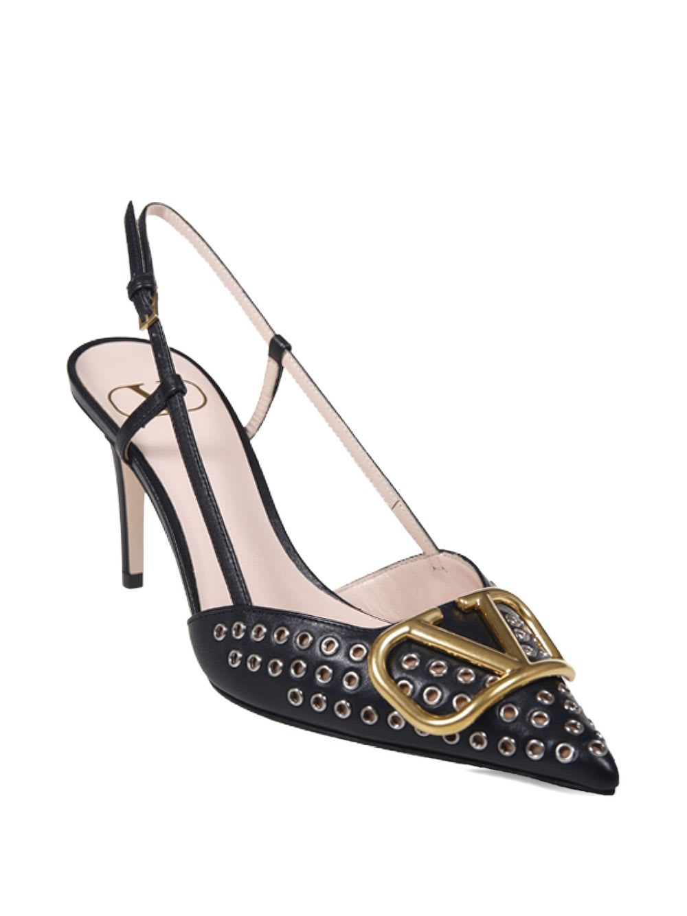 Valentino Pointed Toe Slingback Pumps Featuring Studs In Black