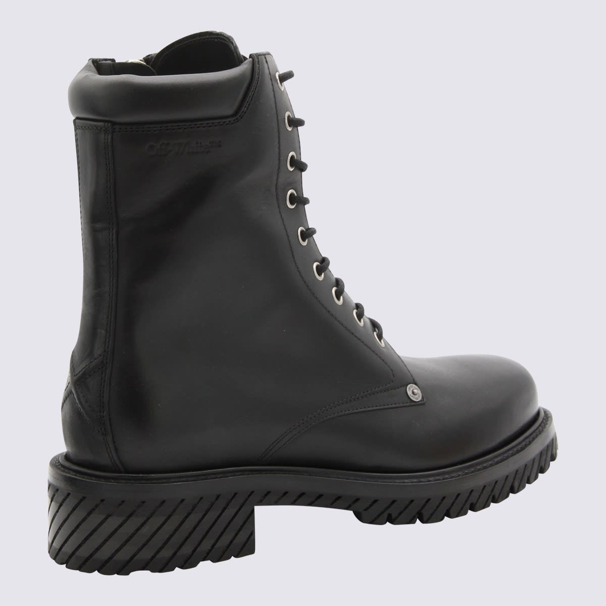 Shop Off-white Black Leather Diag Boots