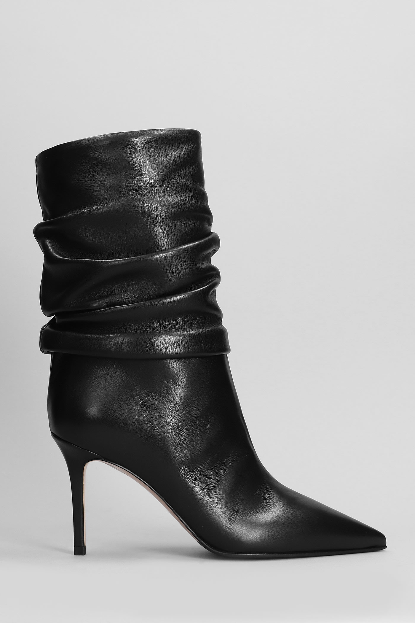 LE SILLA EVA 90 HIGH HEELS ANKLE BOOTS IN BLACK LEATHER