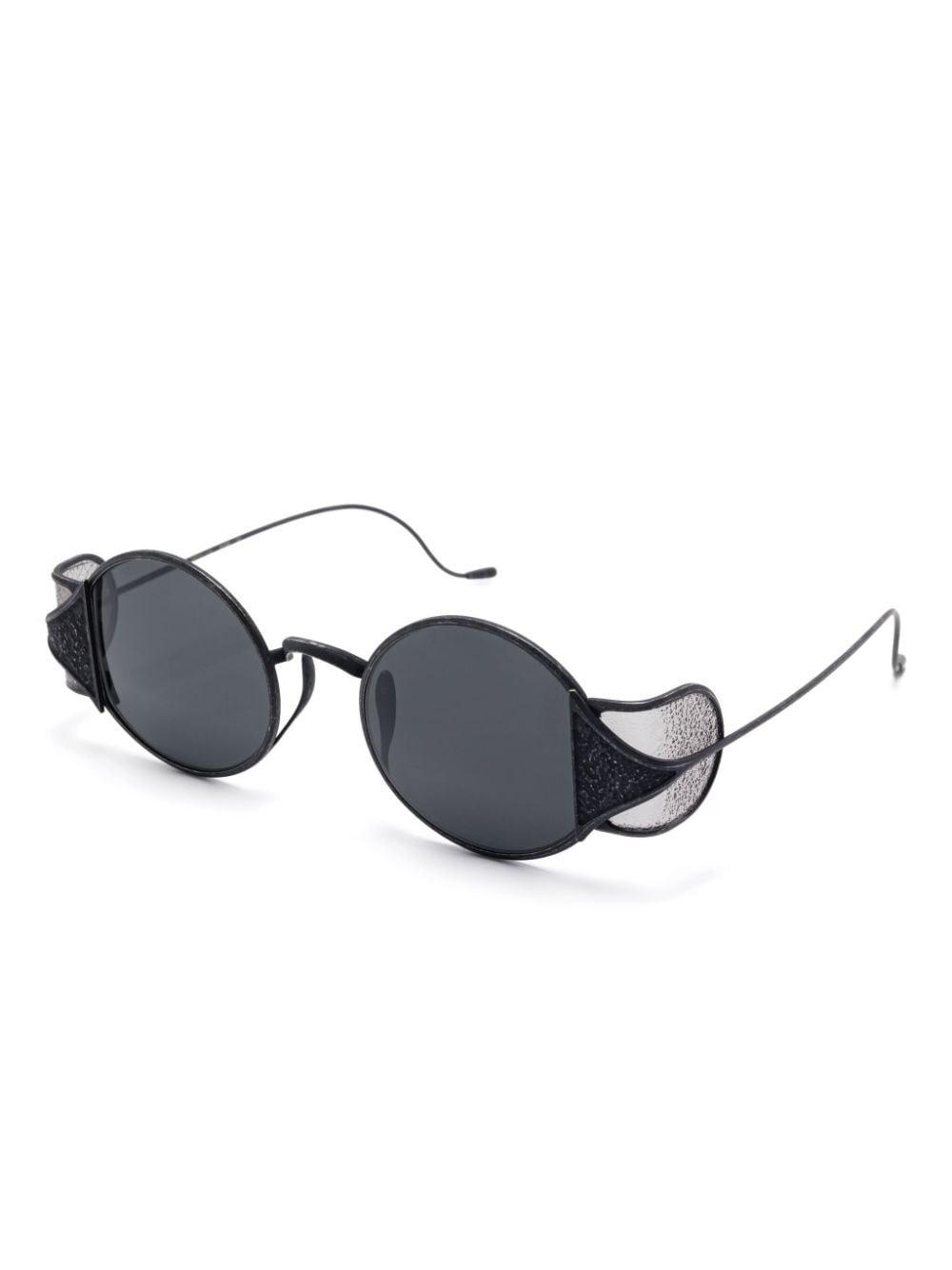 Shop Uma Wang X Rigards The Shanghai Sunglasses In Nero E Grigio