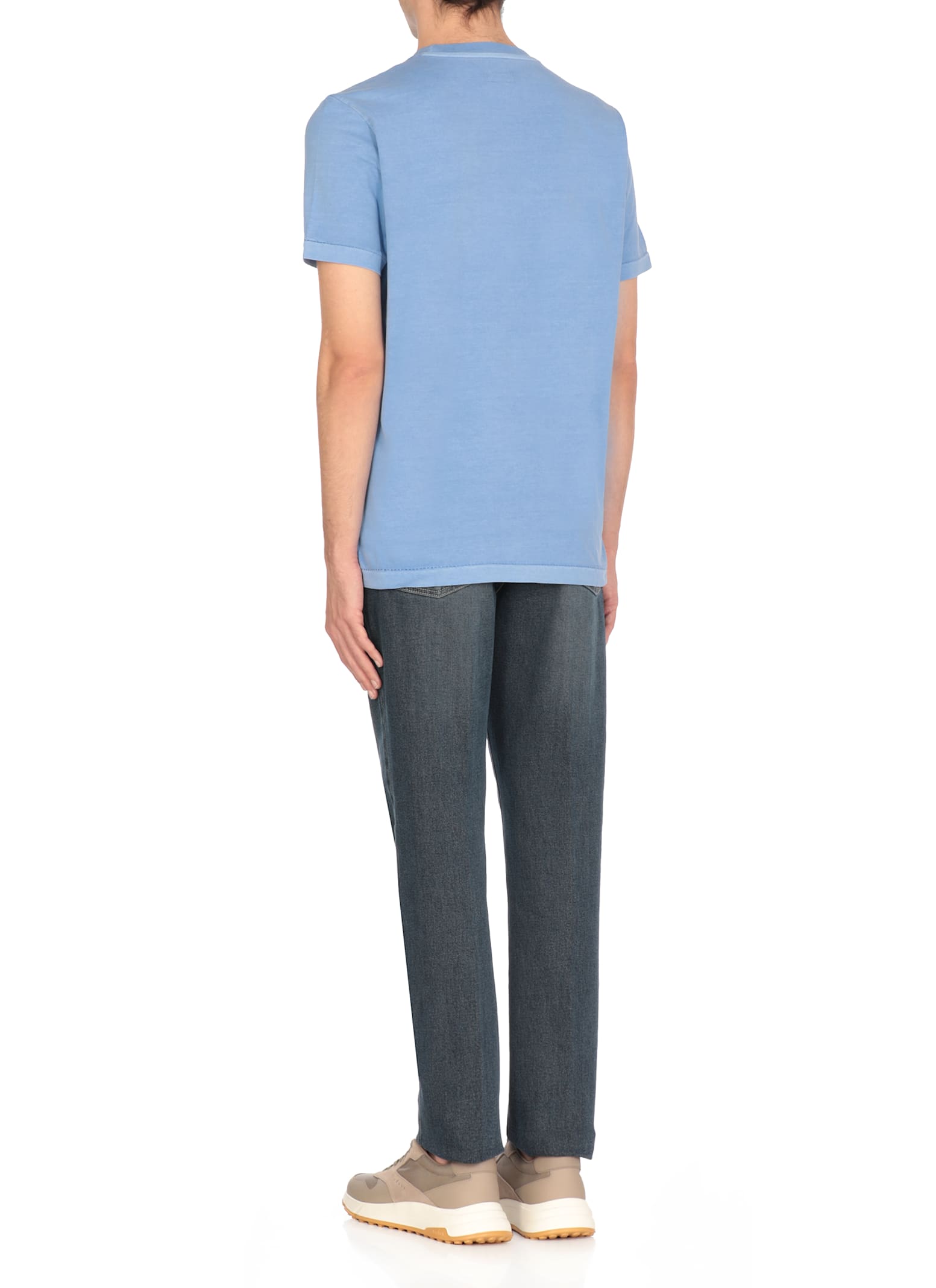 Fay T-shirt Jersey Satinata T-shirt In Light Blue