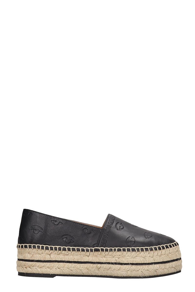 kenzo espadrilles black leather