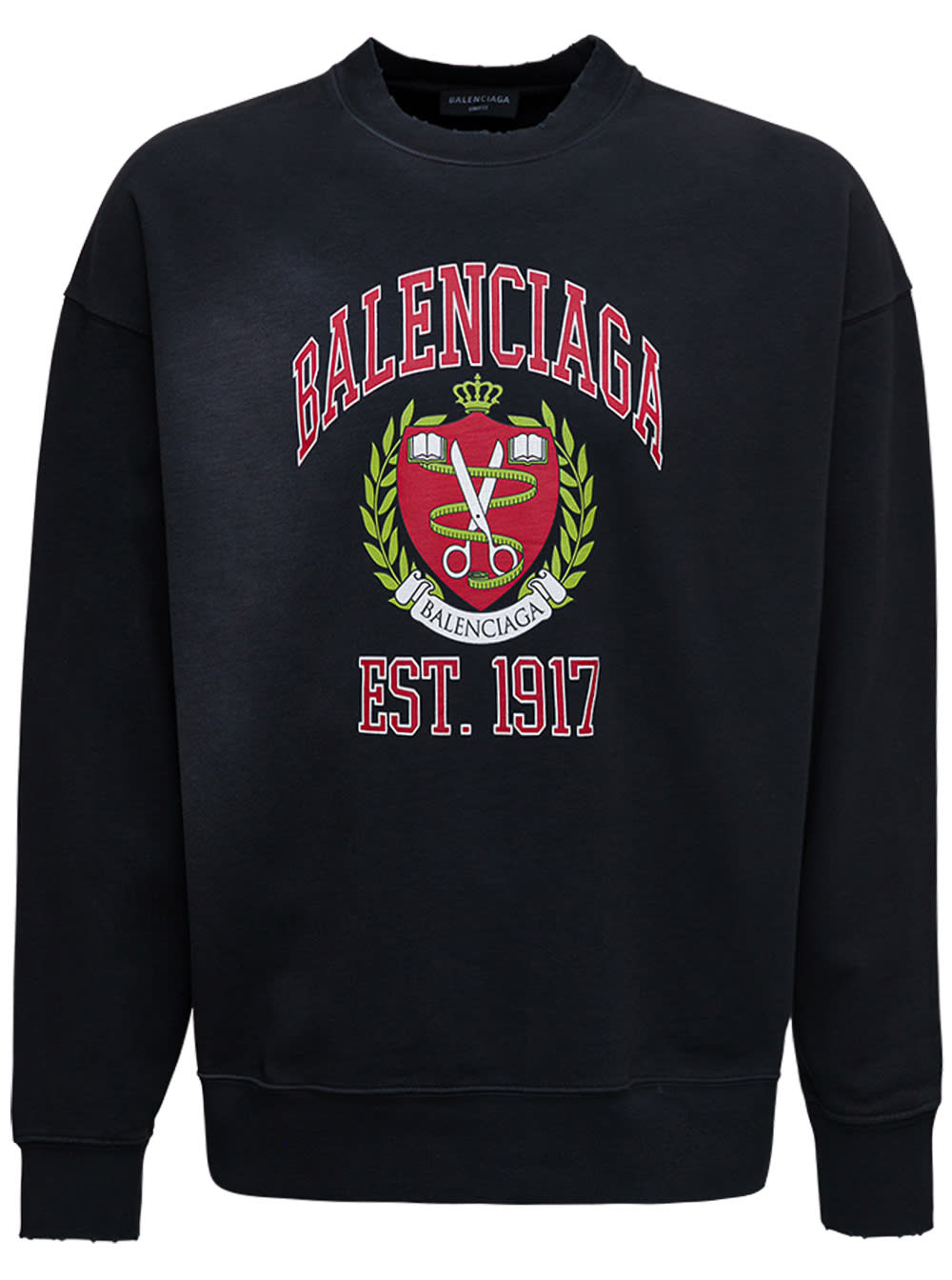 Balenciaga Black College Wide Cotton Sweatshirt