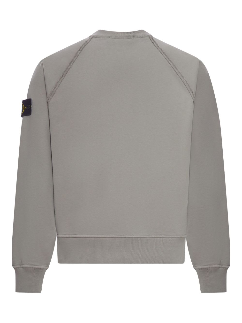 Stone Island Grey Brushed Organic Cotton Crewneck Sweatshirt In Gray