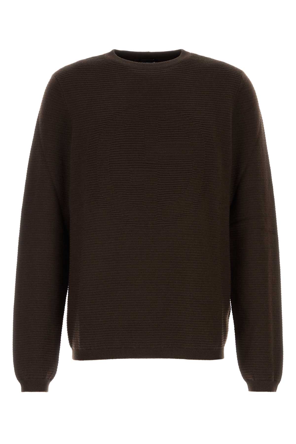 Shop Giorgio Armani Chocolate Wool Blend Sweater In Marrone