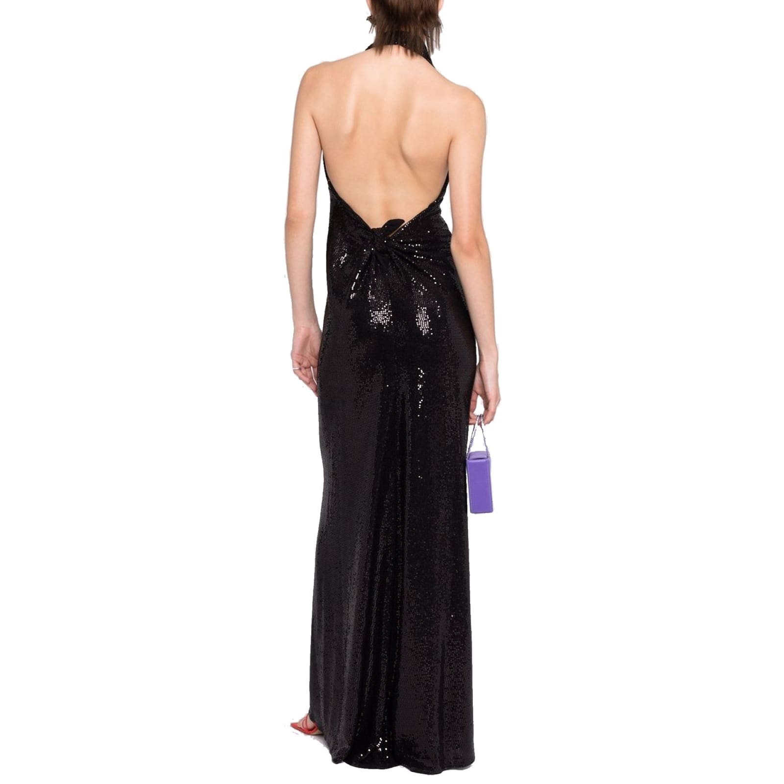 Shop Blanca Vita Sequin-embellished Long Dress In Black