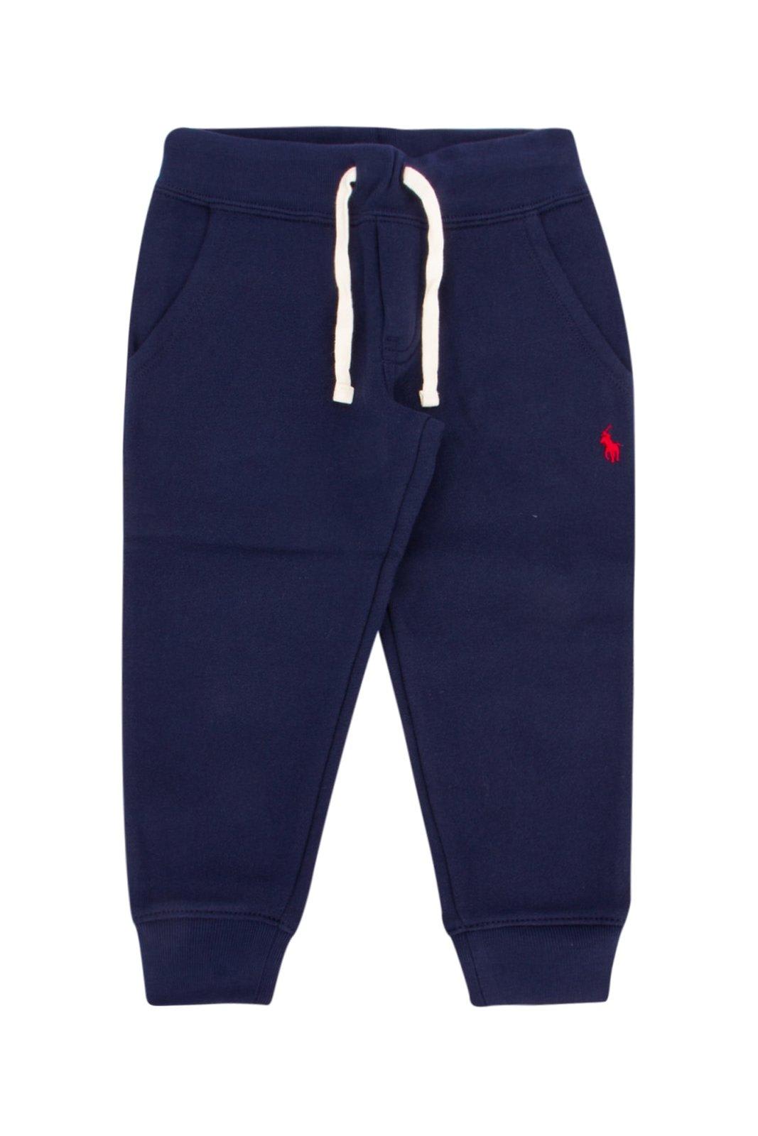 Shop Ralph Lauren Logo Embroidered Drawstring Sweatpants In Blu