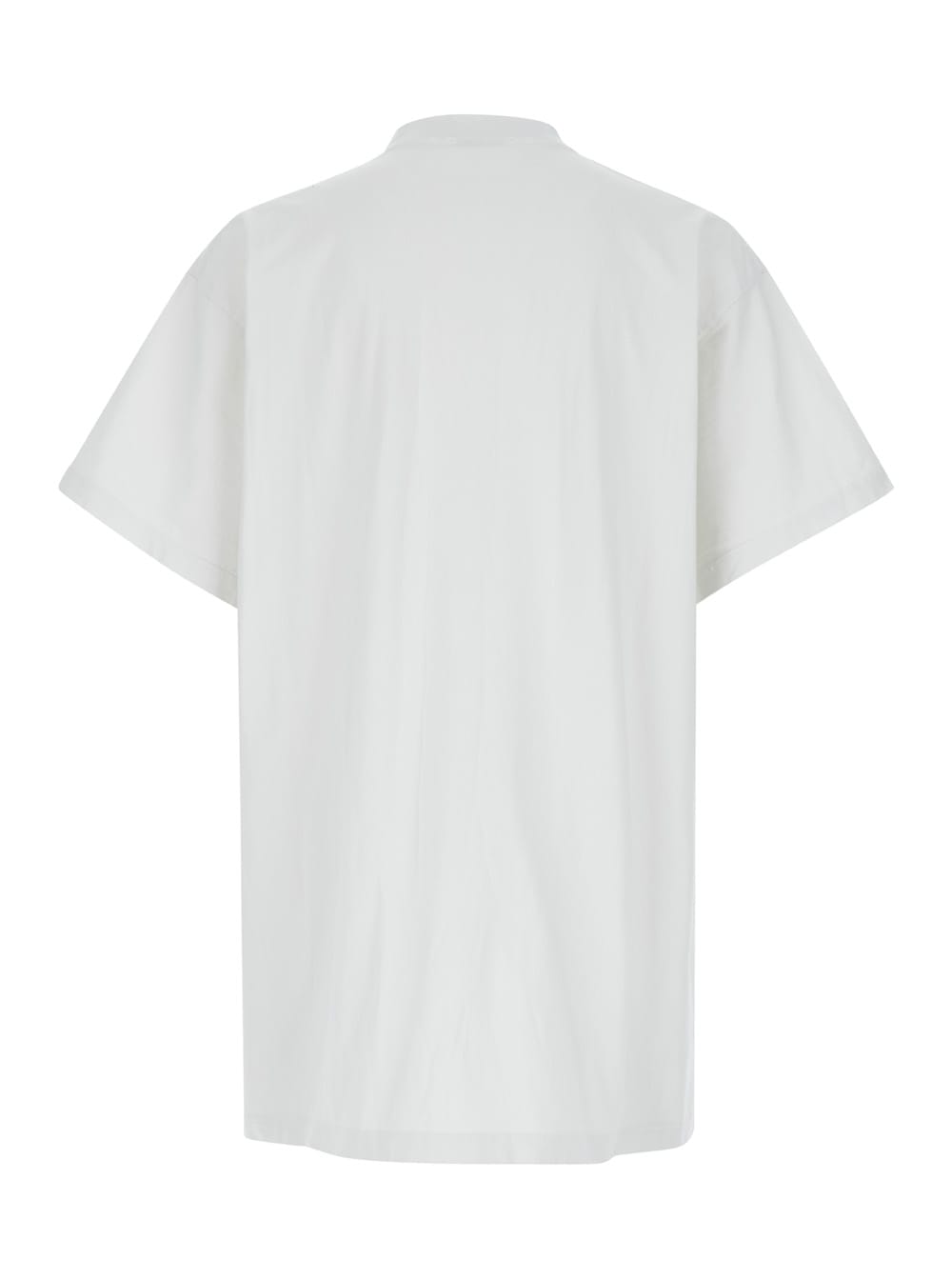 Shop Balenciaga White Crewneck T-shirt With Maxi Logo Lettering On The Front In Cotton Man