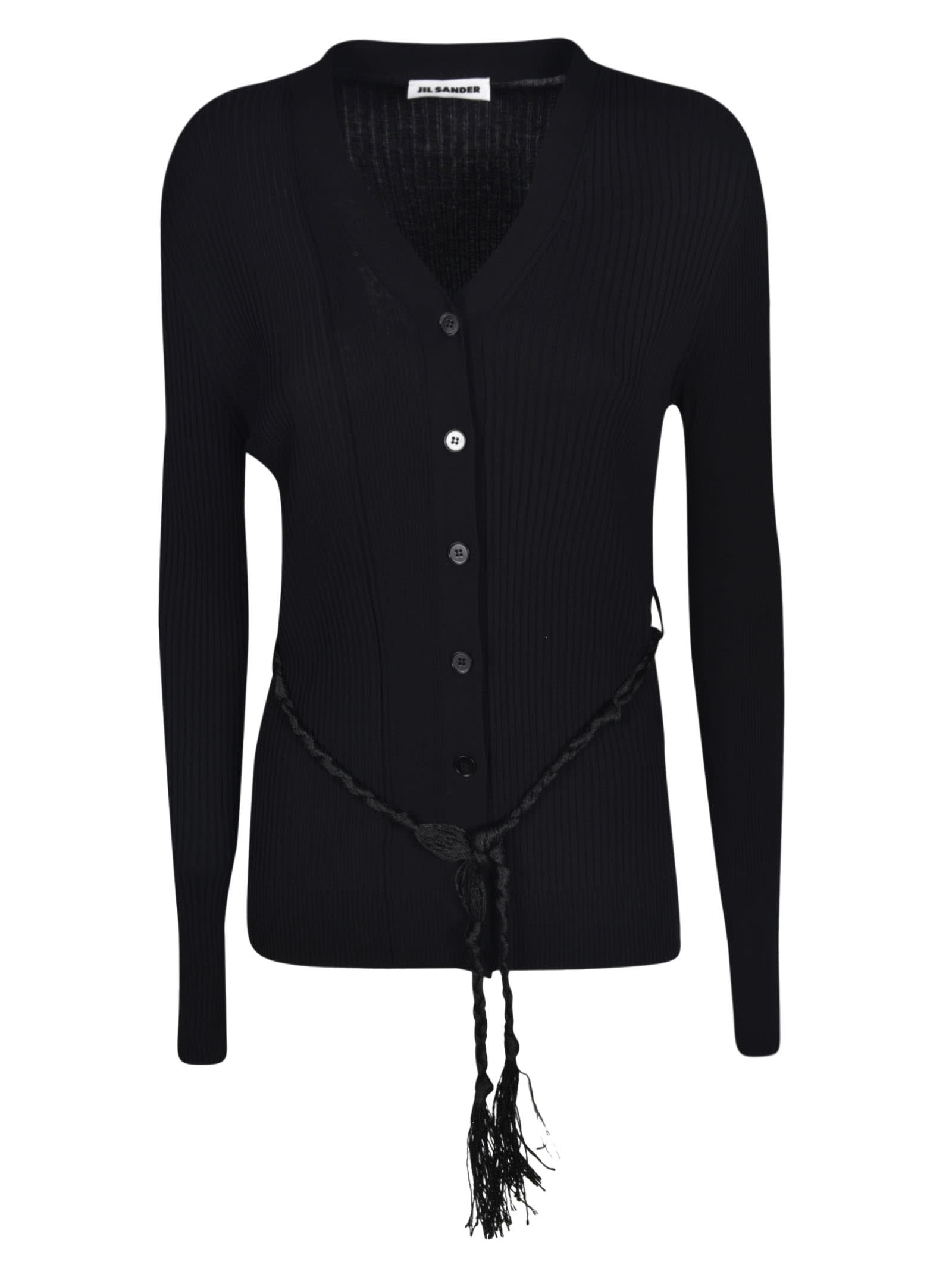 Jil Sander Ribbed Knit Buttoned Cardigan In Nera
