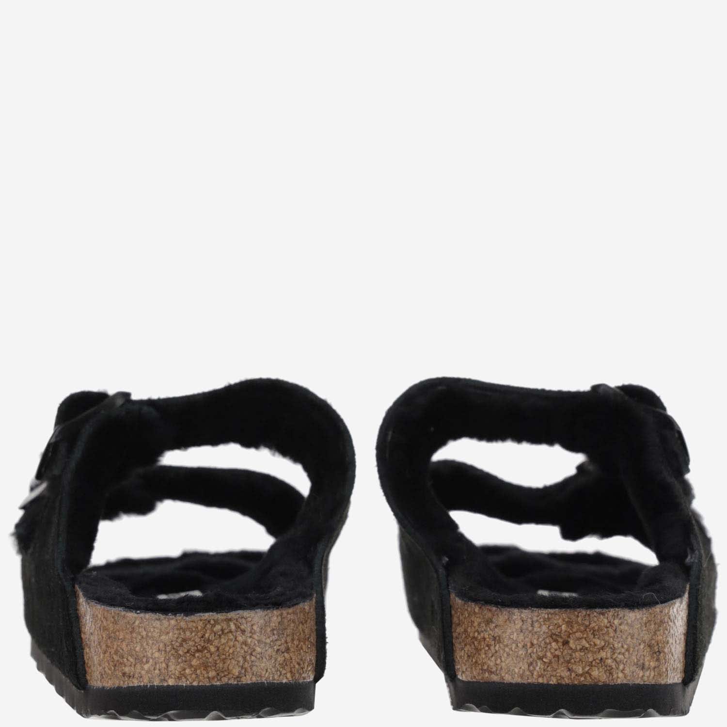 Birkenstock Suede Arizona Sandals With Double Strap In Black