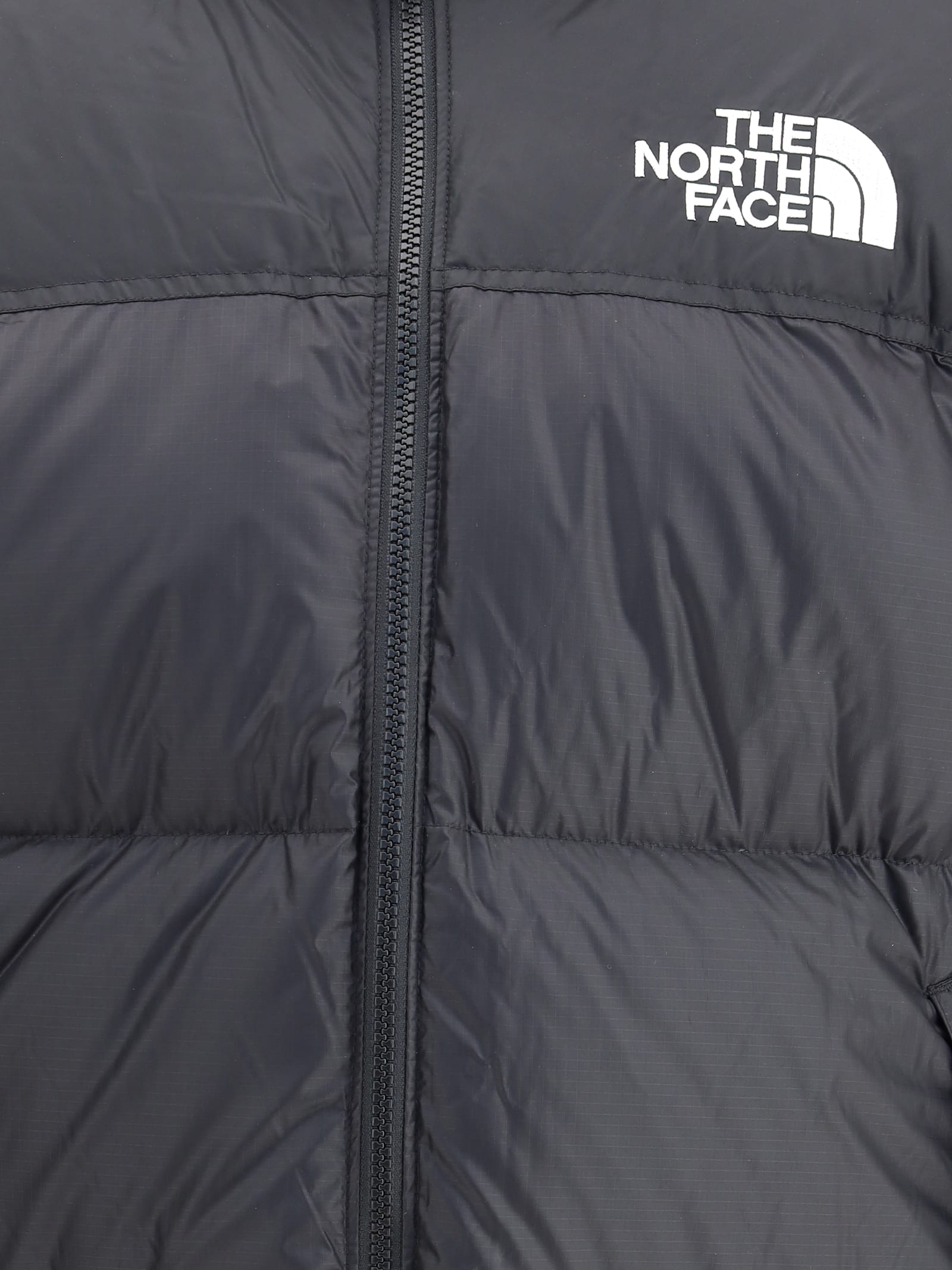 The North Face Cropped Black Coat With Goose Down Padding In Black