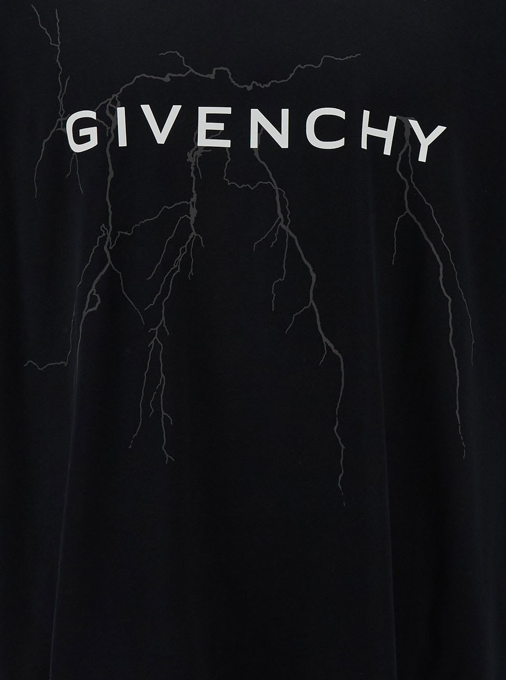 Shop Givenchy Black T-shirt With Logo Print And Lighting Motif In Cotton Man