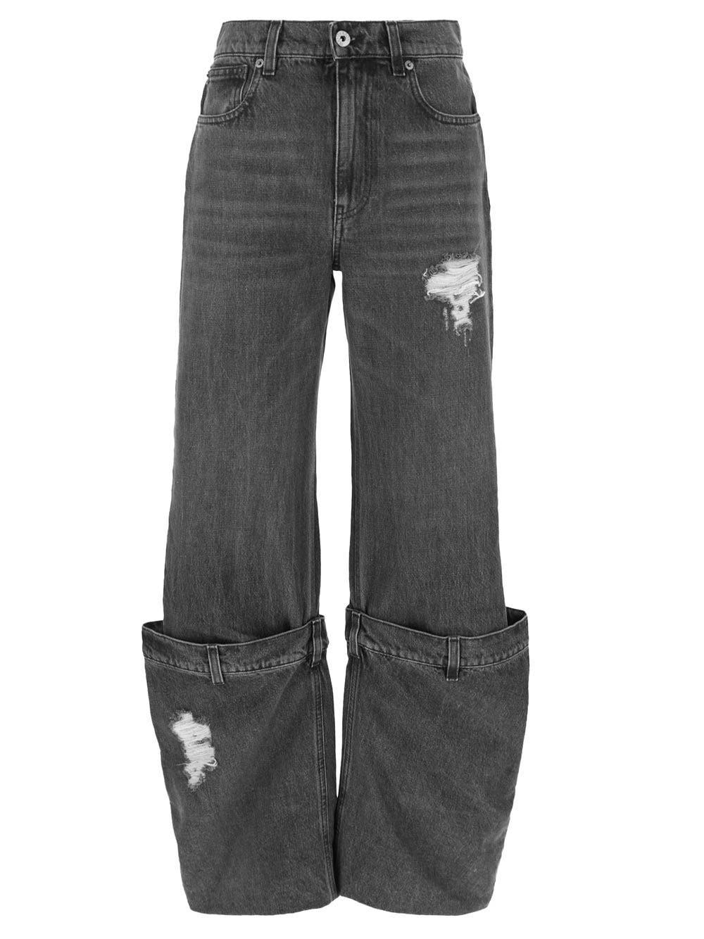 Shop Jw Anderson Buckle Denim Jeans In Grey