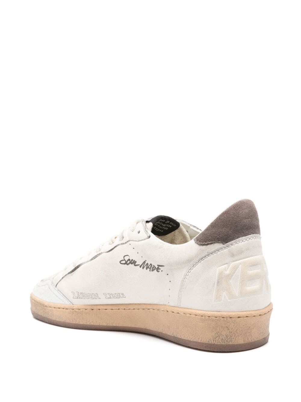 Shop Golden Goose Ballstar Nappa Upper Suede Heel In White Cinder