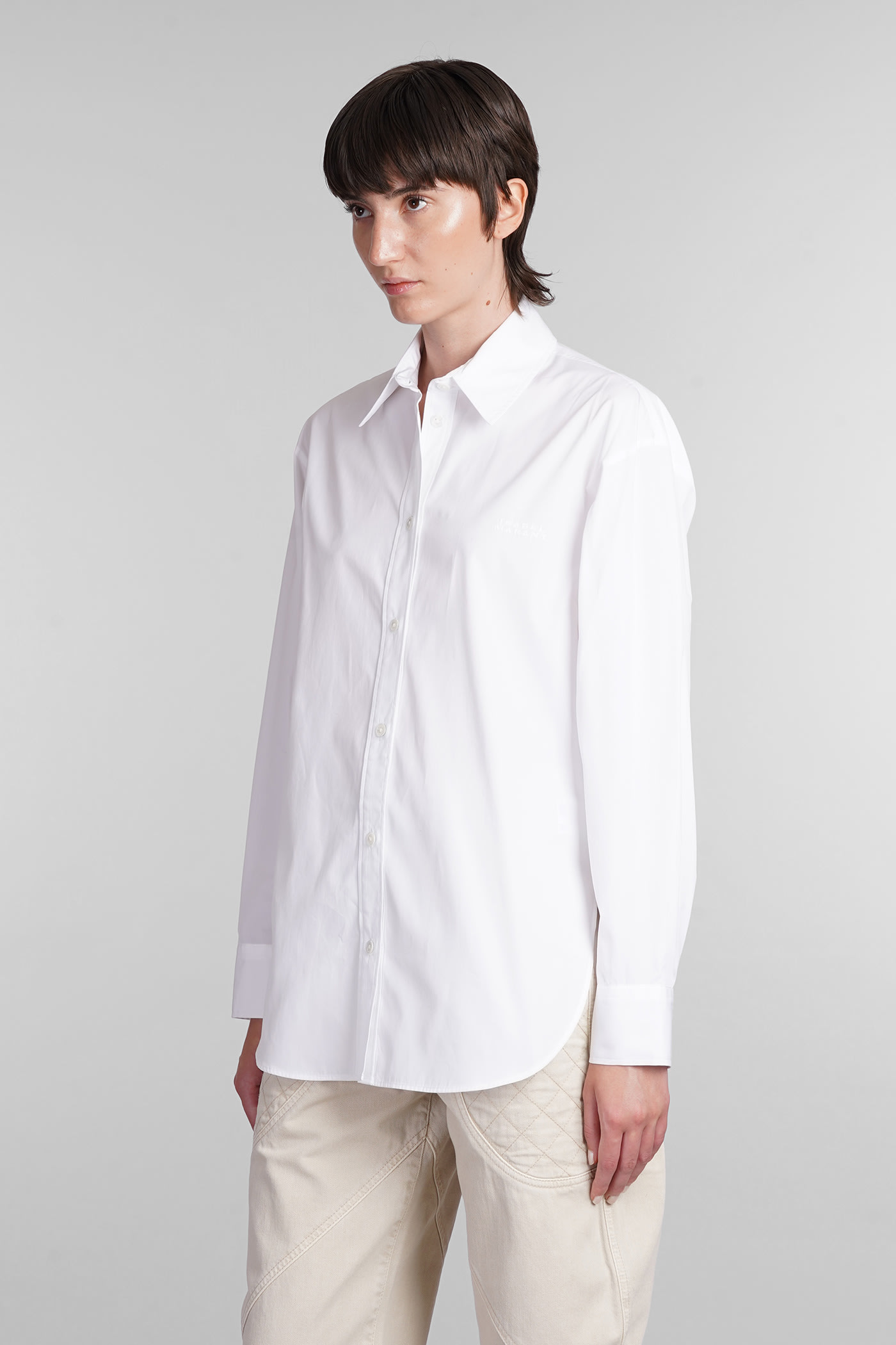 Shop Isabel Marant Fabrizia Shirt In White Cotton