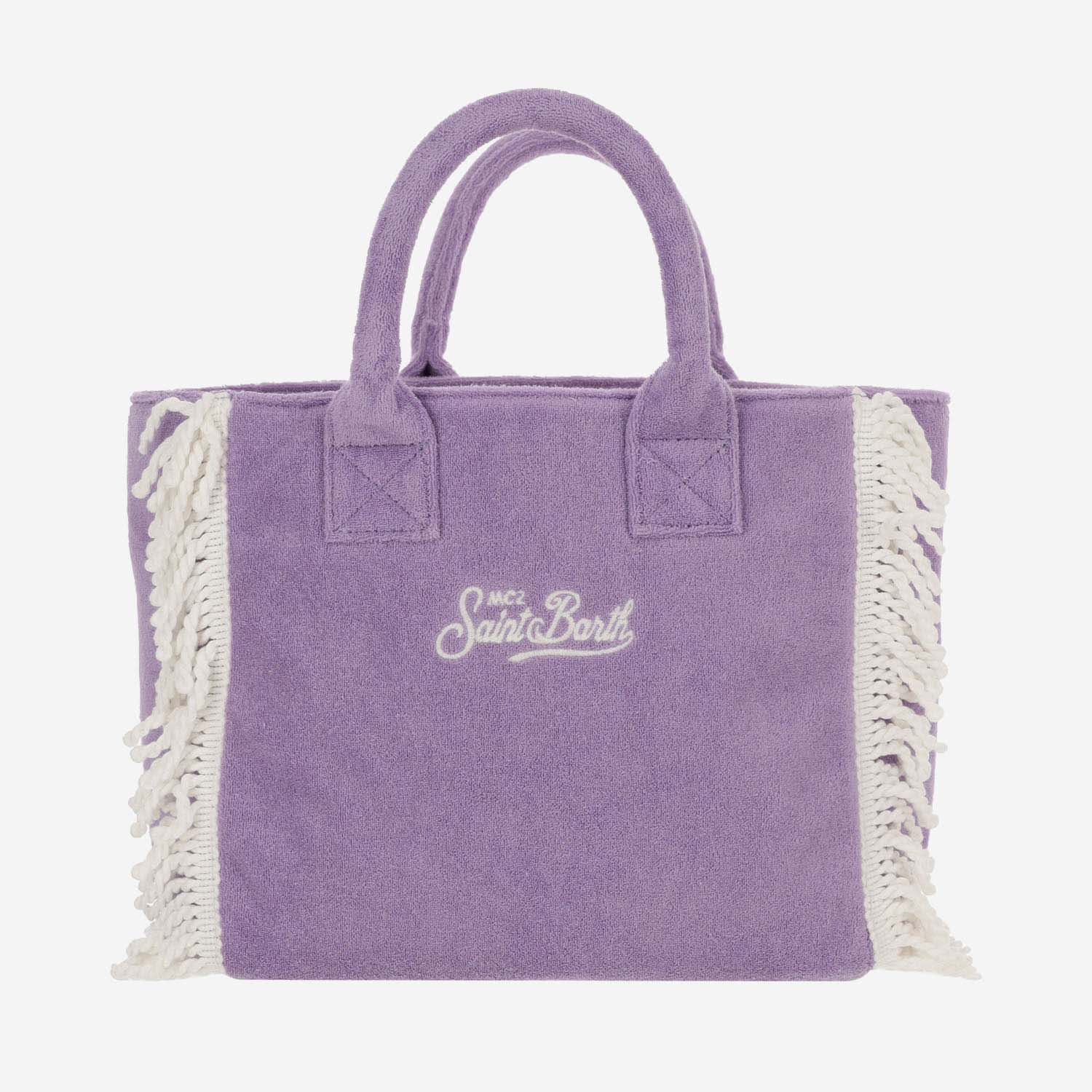 Shop Mc2 Saint Barth Colette Terry Tote Bag With Embroidery In Purple