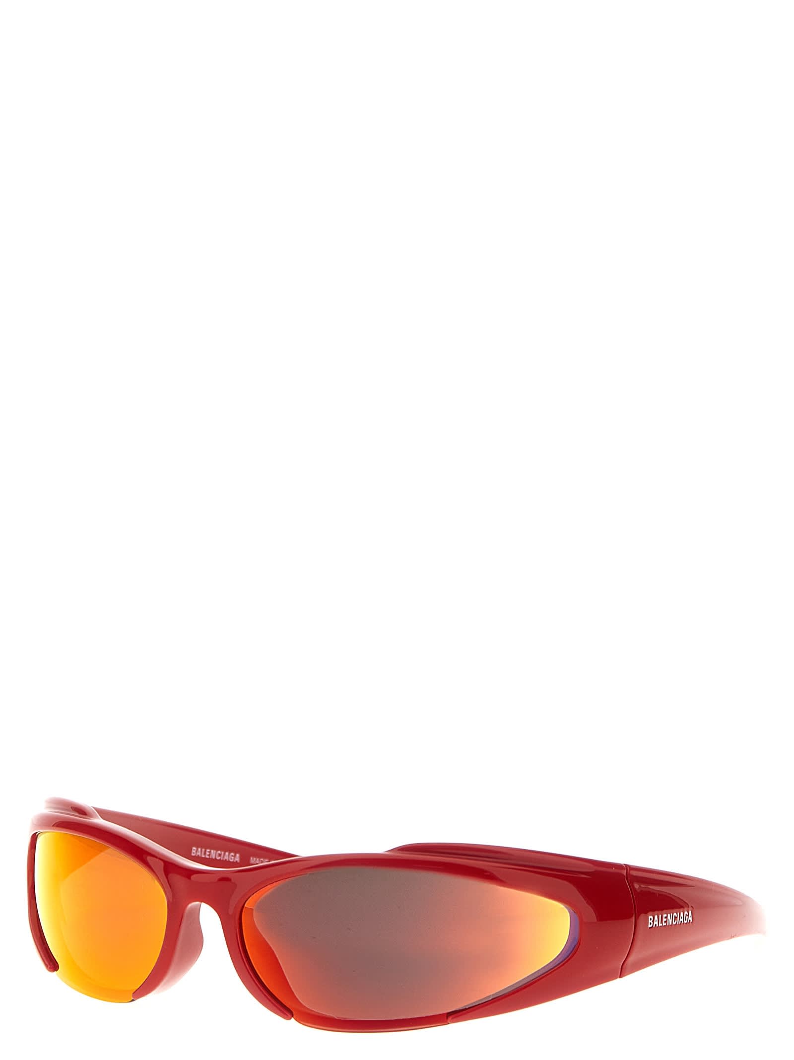 Shop Balenciaga Reverse Xpander Rectangle Sunglasses In Red