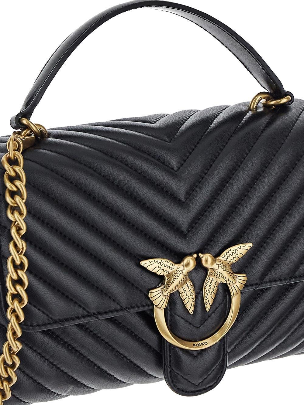 Pinko Love Lady Puff Classic Handbag In Nero/antique
