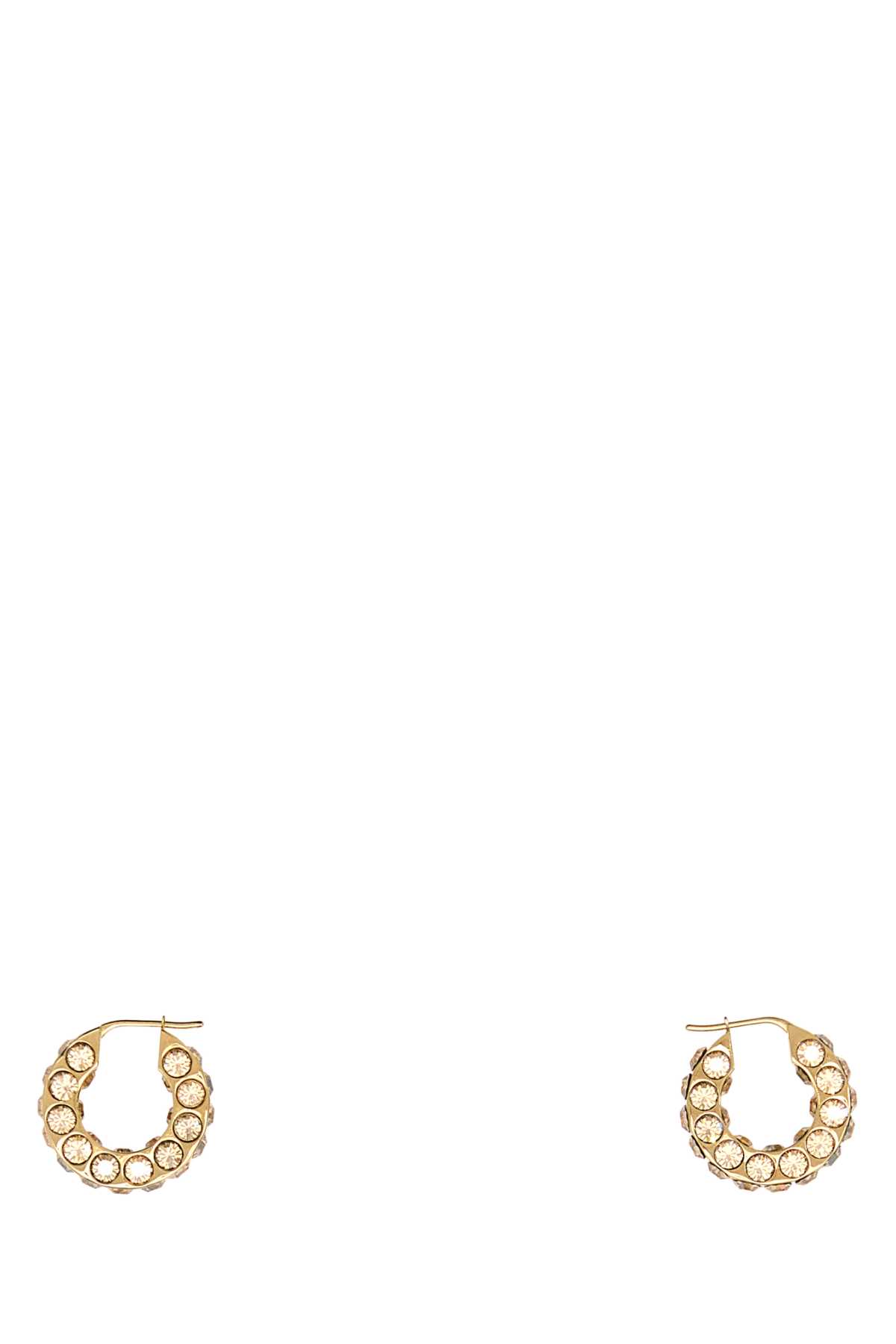 Shop Amina Muaddi Embellished Metal Small Jaheel Earrings In Golhoncrygol