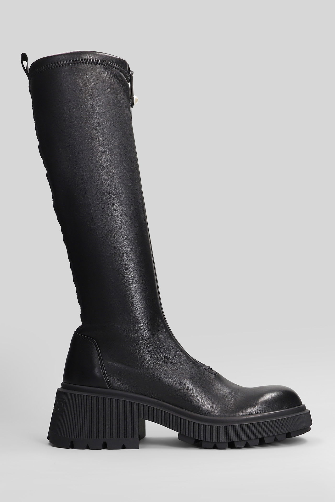 Jimmy Choo Lune Low Heels Boots In Black Leather In Black