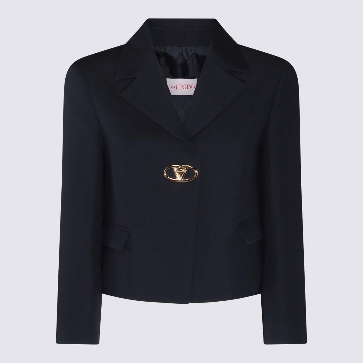 Shop Valentino Navy Blue Wool Blazer