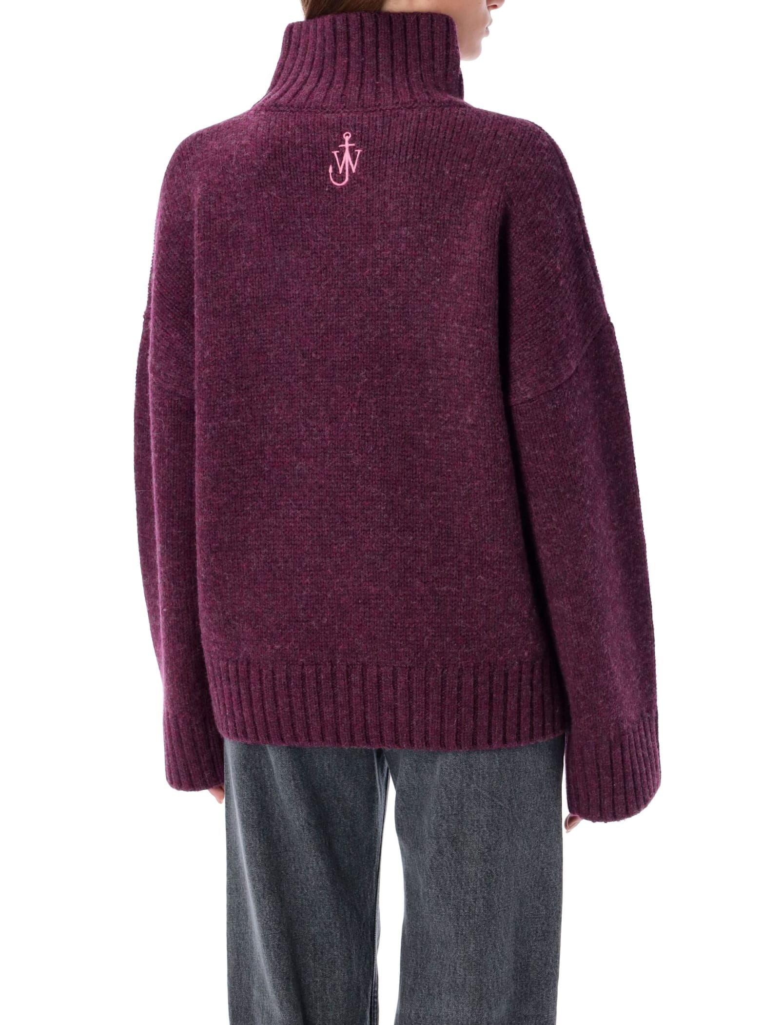 Shop Jw Anderson Patch Pocket High Neck In Plum