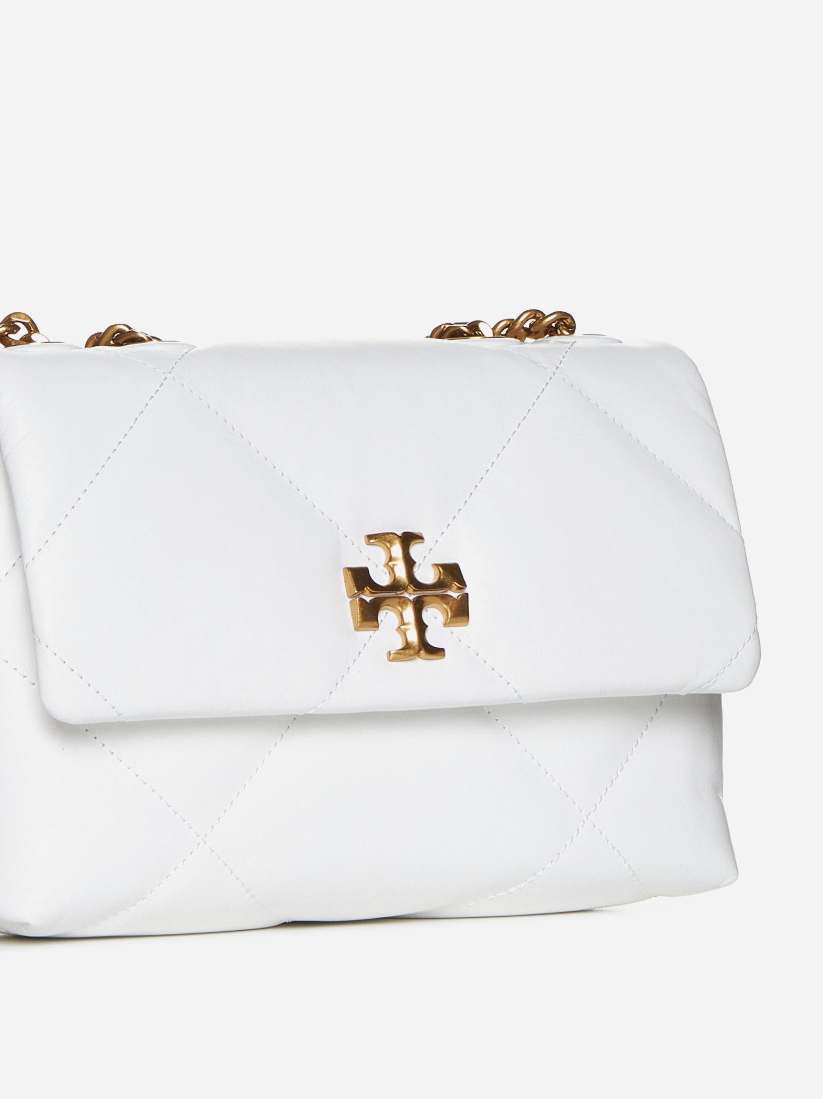 Shop Tory Burch Kira Quilted Leather Convertible Small Bag In White