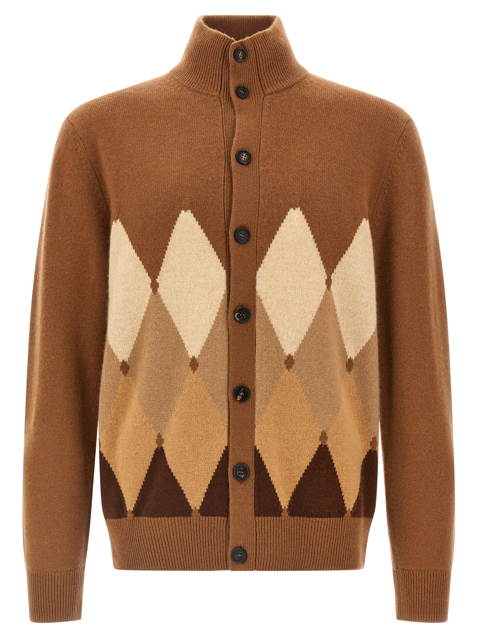 Ballantyne Cardigan Argyle Sweaters And Cardigans Brown In Brown