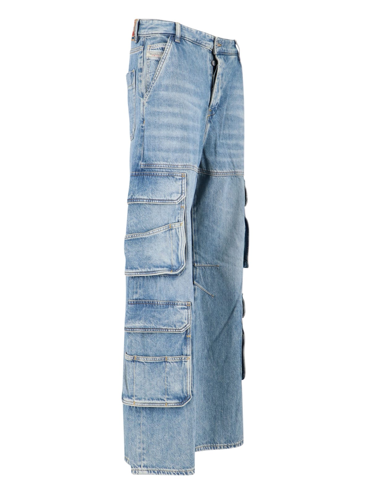 Diesel Utility Cargo Jeans Multiple Pockets In Blue