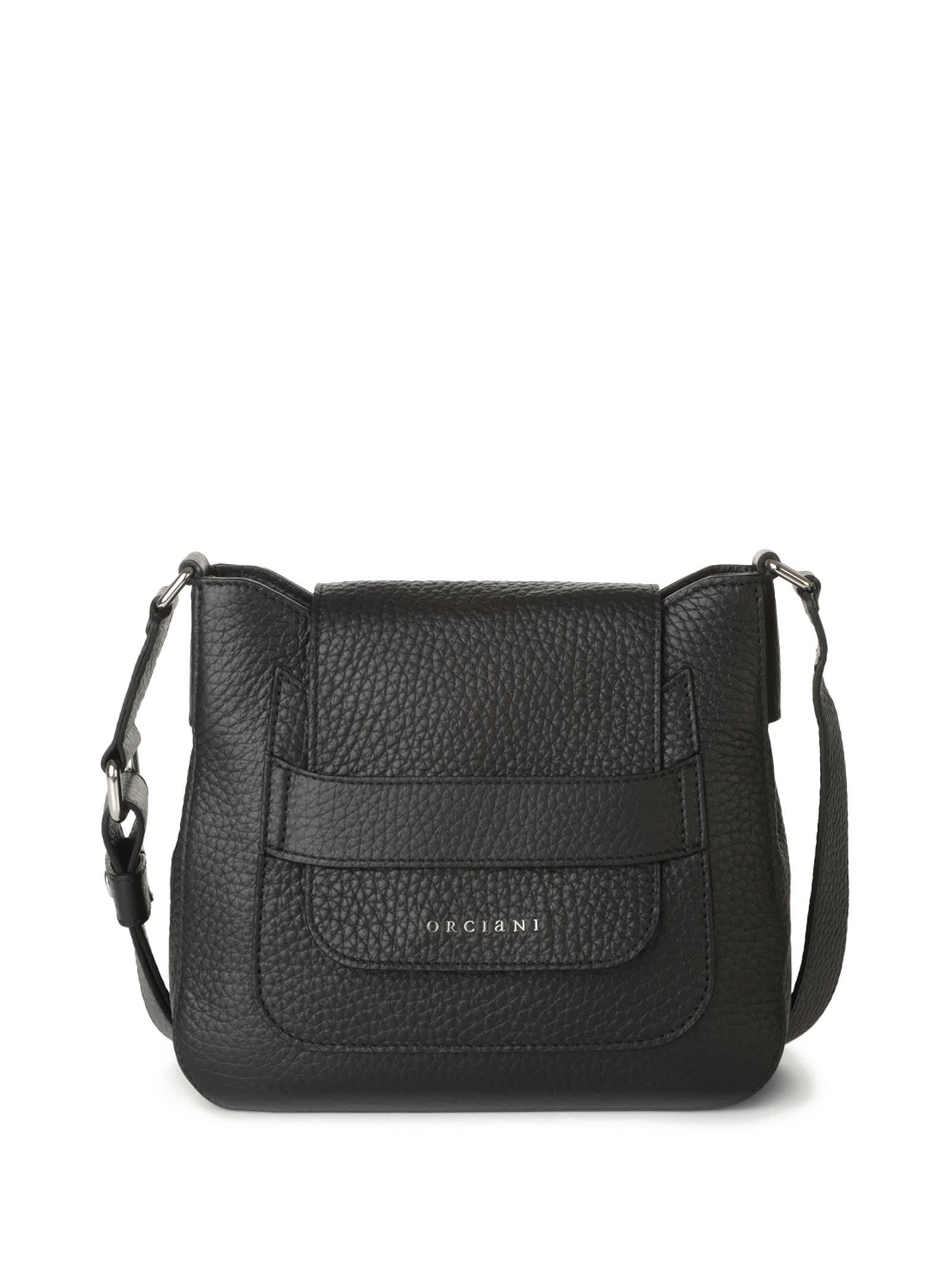 Orciani Dama Soft Midi Bag In Leather With Shoulder Strap In Nero