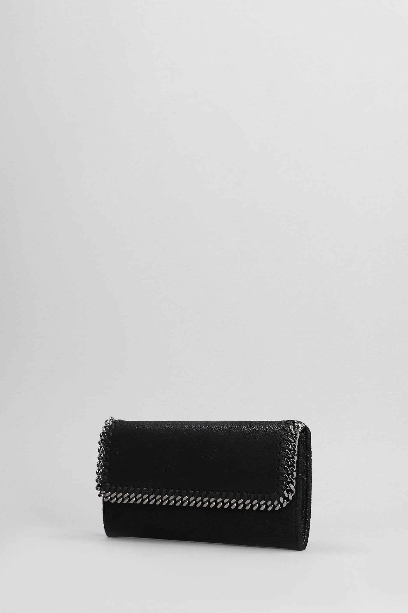 Stella Mccartney Falabella Wallet In Black Polyester In Black