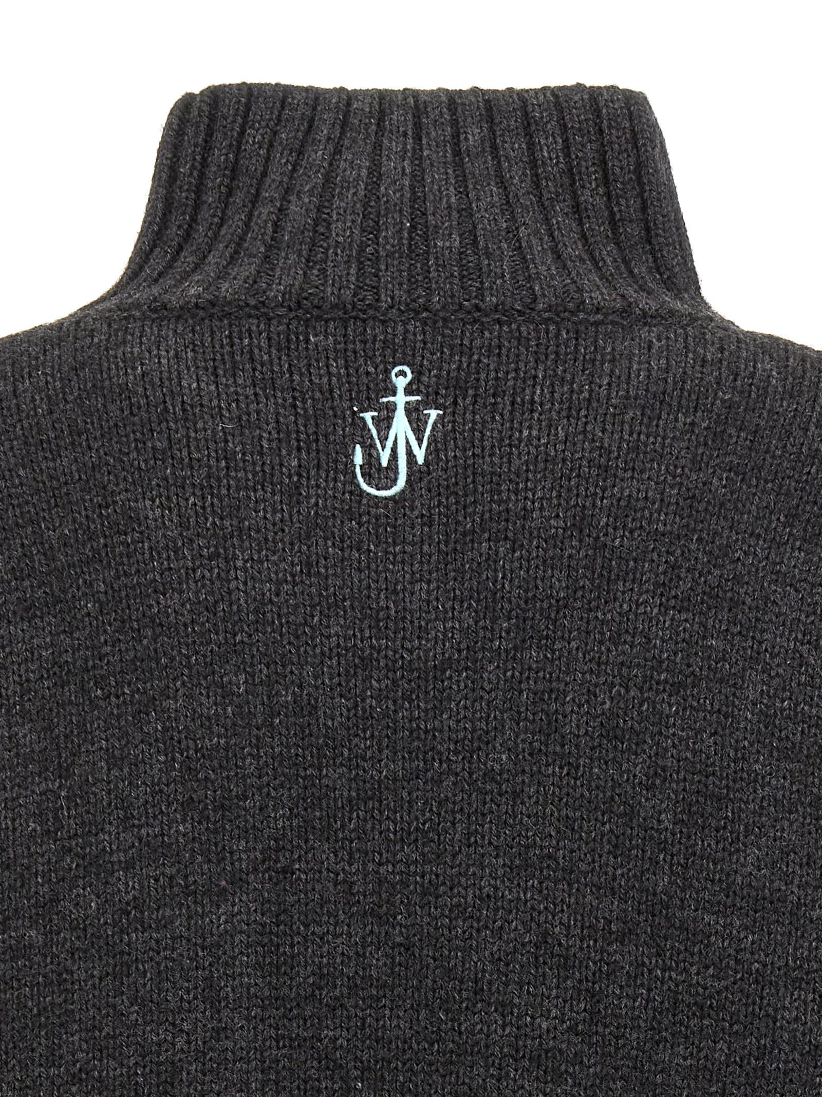 Shop Jw Anderson Patch Pocket Sweater In Dark Grey/artic Blue