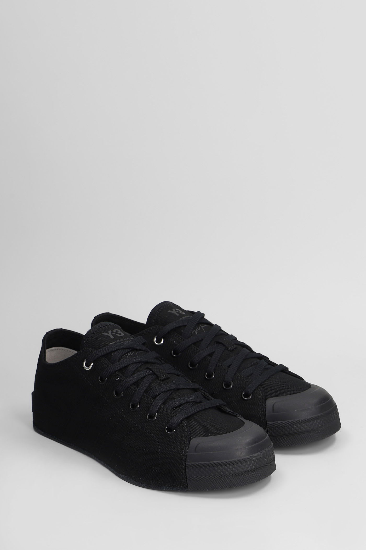Y-3 Nizza Low Sneakers In Black Canvas In Black