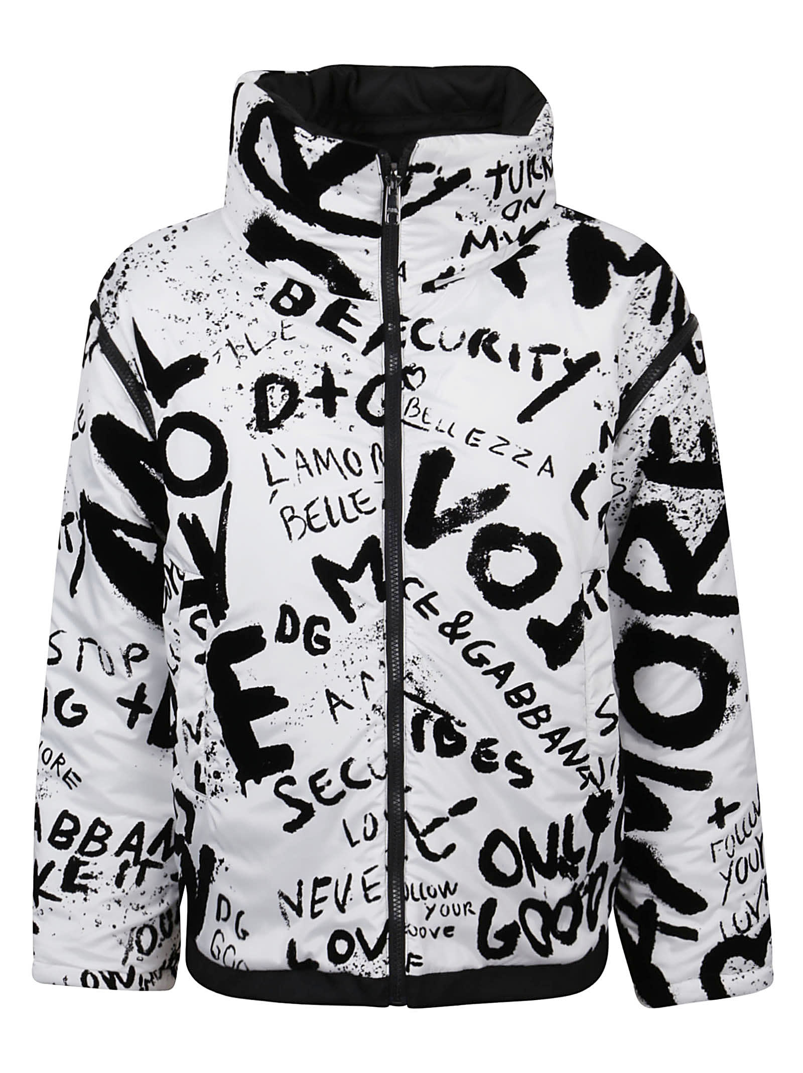 Dolce & Gabbana Printed Zip Quilted Jacket