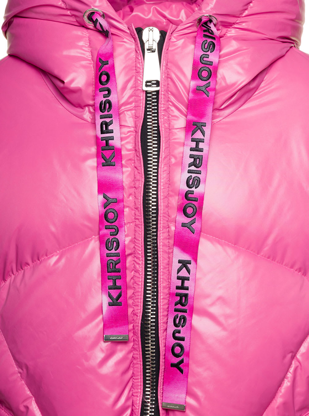 Shop Khrisjoy Pink Puff Khris Iconic Oversized Down Jacket With Hood In Polyester Woman