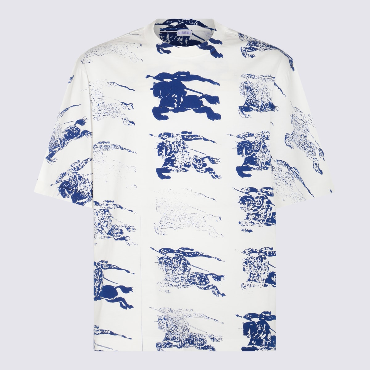 Burberry White And Blue Cotton T-shirt In Rain