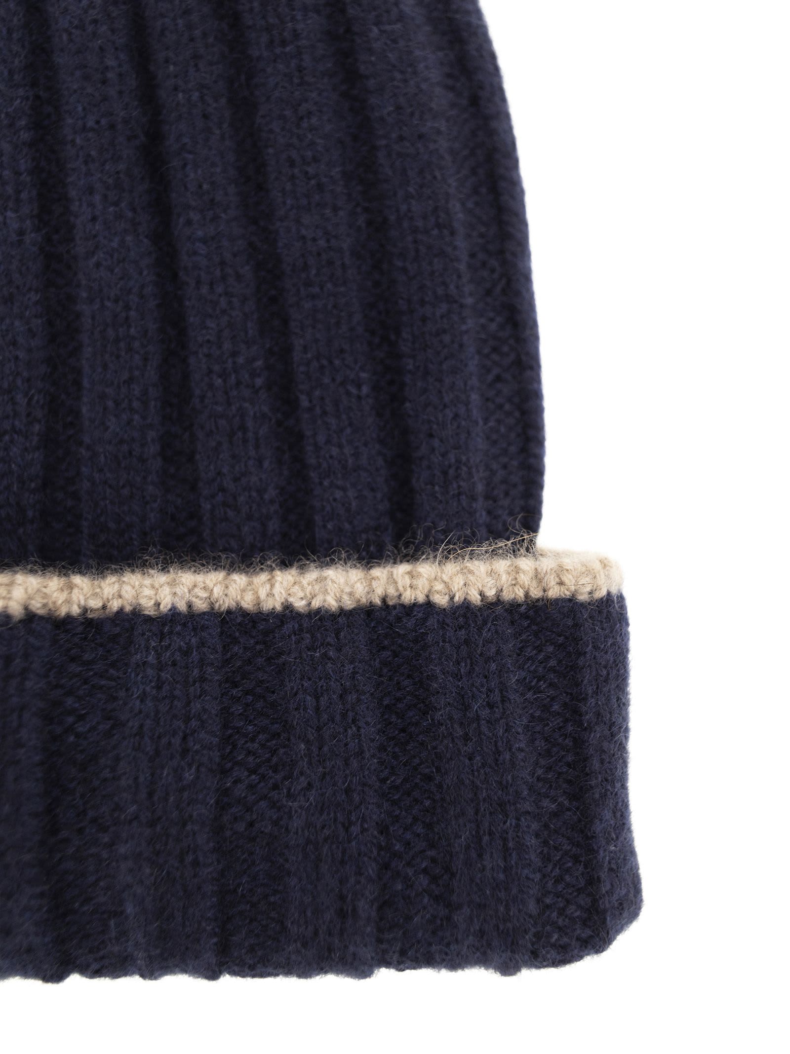 Shop Brunello Cucinelli English Rib Cashmere Knit Beanie In Navy