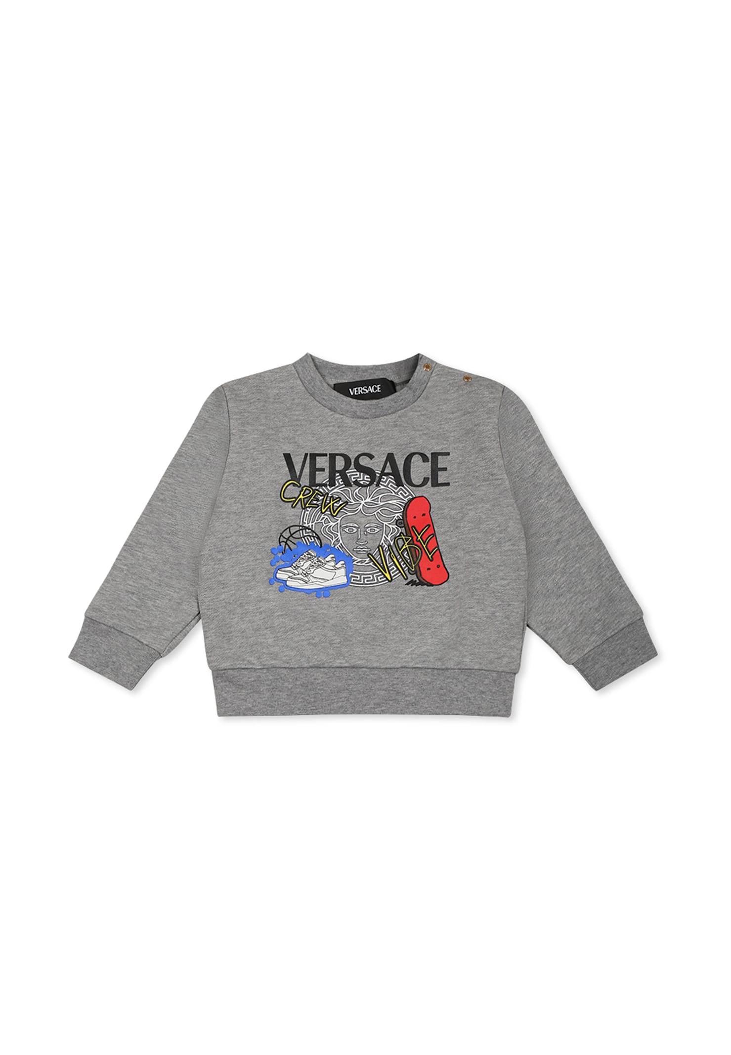 Shop Versace Grey Sweatshirt For Baby Boy With Logo