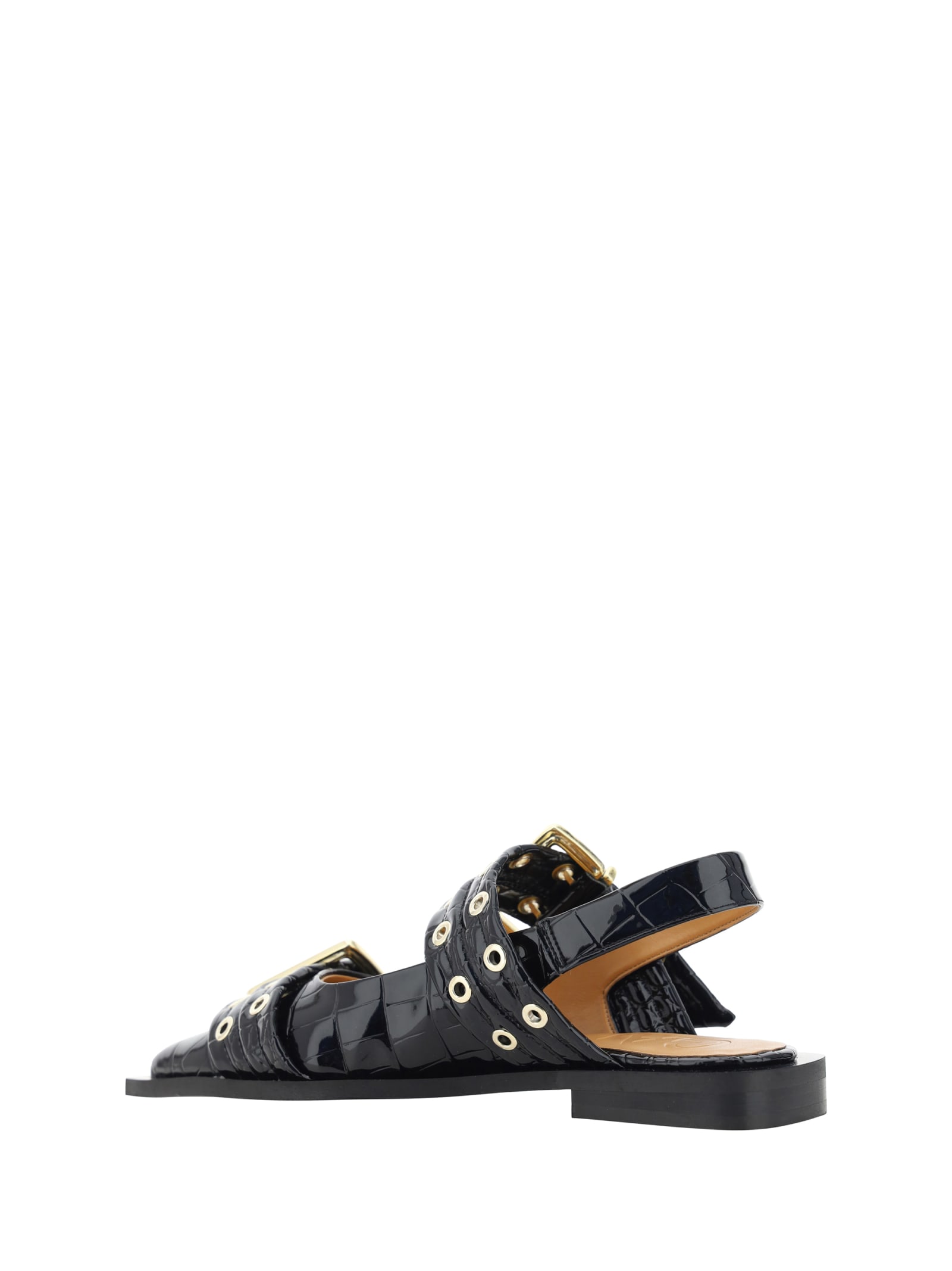 Shop Ganni Feminine Ballerinas In Nero