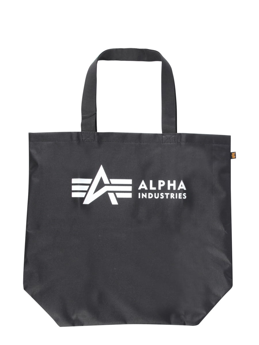 Shop Alpha Industries Logo Shopper Bag In Black
